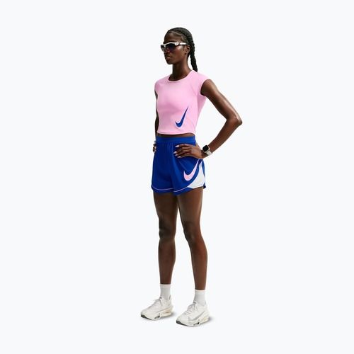 Women's running shirt Nike Tempo Swoosh Run Dri-Fit pink rise/pink rise/old royal