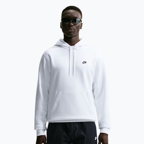 Men's sweatshirt Nike Club Pullover Hoodie white/white/black