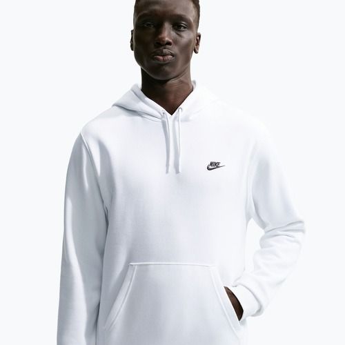 Men's sweatshirt Nike Club Pullover Hoodie white/white/black