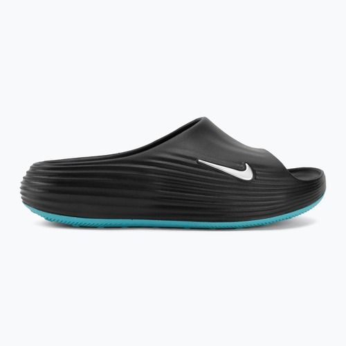 Men's slides Nike ReactX Rejuven8 black/gamma blue/metallic silver