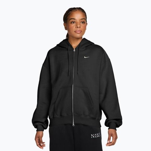 Women's sweatshirt Nike Studio Fleece Medium Weight Oversized Full Zip total black/sail