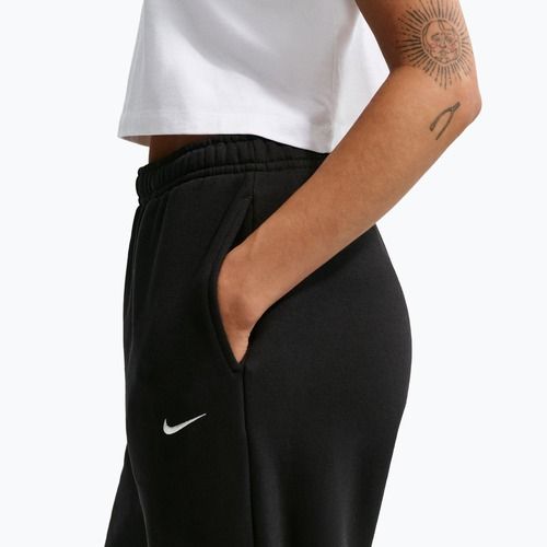 Women's trousers Nike Studio Fleece Medium Weight total black/sail