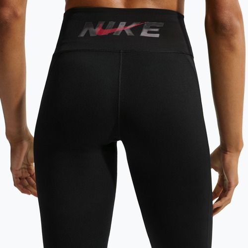 Women's leggings Nike One black/black/university red/white