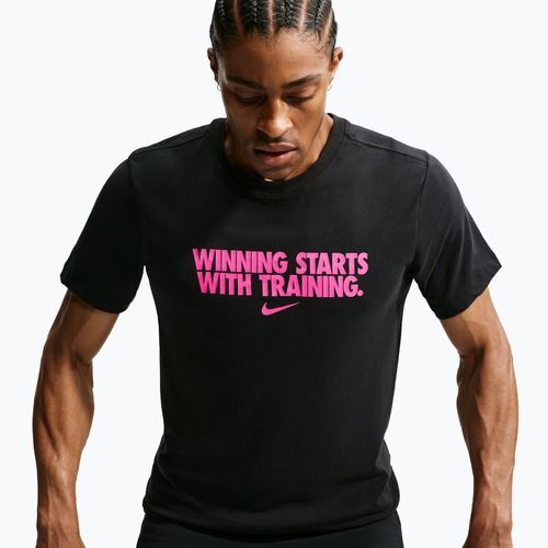 Men's training shirt Nike Dri-Fit Winning black/hyper pink