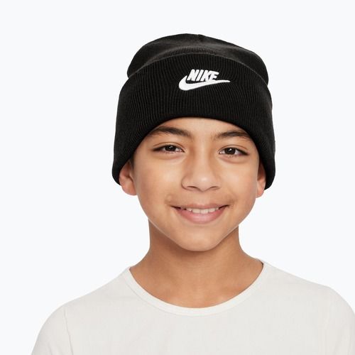 Children's winter hat Nike Peak black heather/white