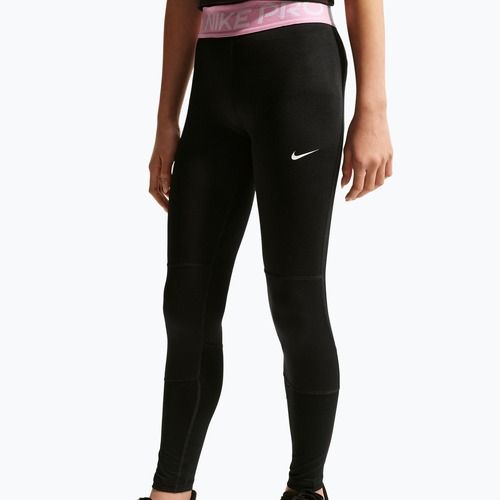 Children's leggings Nike Pro Dri-FIT black/pink rise/white