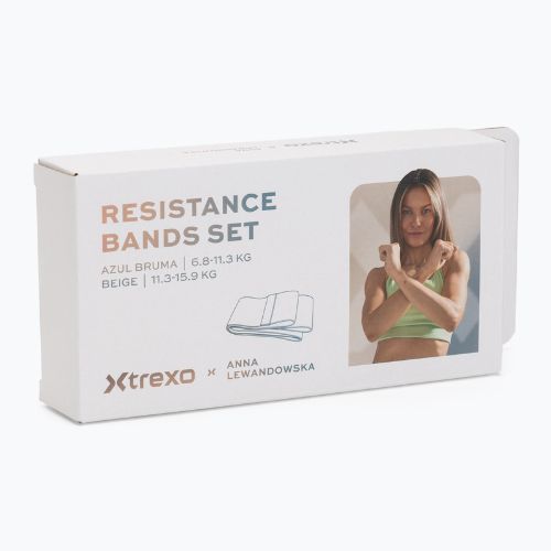Exercise band set XTREXO x Anna Lewandowska bands Beige/Azul Bruma