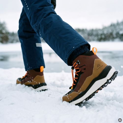 Children's snow boots KADVA RUBYE MID WP Brażowy/Czarny/Pomarańczowy