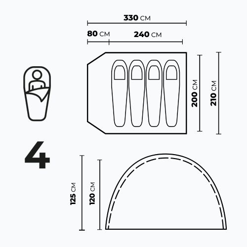 KADVA CAMPdome 4-person camping tent blue