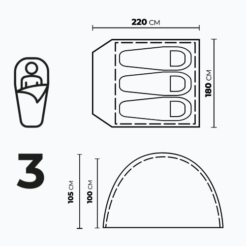 3-person camping tent KADVA Tartuga 3 blue
