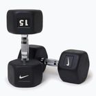 Rubber-coated dumbbell Nike Strength Hex Dumbbell 15 kg black/white