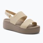 Women's Crocs Brooklyn Met Low Wedge metal champagne sandals
