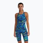 Ladies' one-piece swimsuit TYR Thresher Open Back Hyperblitz blue/green