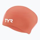 Swim cap TYR Long Hair Wrinkle Free Silicone coral/white