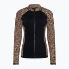 Women's Hurley Leopard Zip Front brown sugar swimming longsleeve