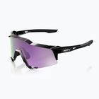 100% Speedcraft sunglasses polished black/ hyper polarized lavender mirror