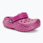 Crocs Classic Lined Glitter Clog fuchsia fun/multi children's flip-flops