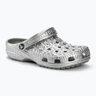 Crocs Classic Metallic Crocskin slides silver
