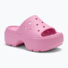 Women's Crocs Stomp Slide pink tweed slides