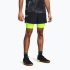 Men's Under Armour Peak Woven 2in1 shorts black/high vis yellow/high vis yellow