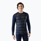 Men's thermal base layer sweatshirt Smartwool Merino 250 Baselayer Crew Boxed deep navy geo peaks