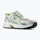 New Balance 530's silver metallic/mallard green shoes