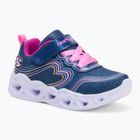 SKECHERS Heart Lights Retro Hearts children's shoes navy leather/multi trim