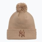Women's New Era Metallic Bobble Knit Beanie New York Yankees beige