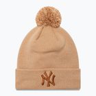 Women's New Era Metallic Bobble Knit Beanie New York Yankees beige