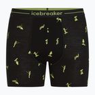 Men's thermal boxer briefs icebreaker Anatomica Snow Day black/peridot/aop