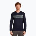 Men's thermal base layer top icebreaker Merino 200 Oasis Crewe Elevation Line midnight navy
