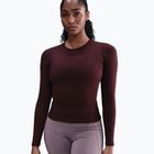 Women's longsleeve Nike One Fitted Dri-Fit burgundy crush/white