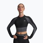Women's training longsleeve Under Armour HeatGear Rib 1/4 Zip black/castlerock/white