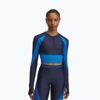 Women's training longsleeve Under Armour HeatGear Rib 1/4 Zip washed navy/blue atlantis/blue atlantis