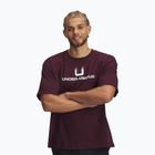 Men's T-shirt Under Armour Logo Heayweight dark maroon/white
