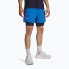 Men's running shorts Under Armour Launch 5" 2in1 blue atlantis/washed navy/reflective
