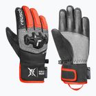 Children's ski gloves Reusch Worldcup Warrior R-Tex XT Junior black/silver/fluo red