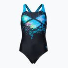 Children's one-piece swimsuit arena Multi Pixels New Swim Pro Back black/turquoise