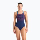 Women's one-piece swimsuit arena Foggy Dots Swim Pro Back navy / blue cosmo