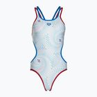 Women's one-piece swimsuit arena One Fireflow Double Cross red/blue river/white multi