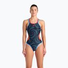 Women's one-piece swimsuit arena One Fireflow Double Cross blue river/red/black multi