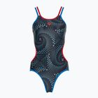 Women's one-piece swimsuit arena One Fireflow Double Cross blue river/red/black multi