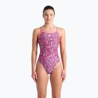Women's one-piece swimsuit arena Pink Dahlia Lace Back shocking pink/multi
