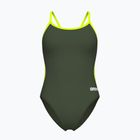 Women's one-piece swimsuit arena Lace Back Solid dark sage/artic lime
