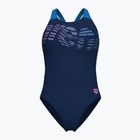 Women's one-piece swimsuit arena Flowing V Back navy/turquoise