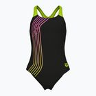 Children's one-piece swimsuit arena Sound Track Swim Pro Back black/artic lime