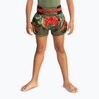 Children's training shorts Venum Inferno Kids Muay Thai army green/orange
