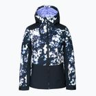 Children's snowboard jacket ROXY Silverwinter 2021 true black black flowers