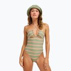 Women's one-piece swimsuit ROXY Dreamer HI oil green say it with stripes