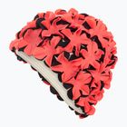 Women's swim cap Fashy Flowers red / black